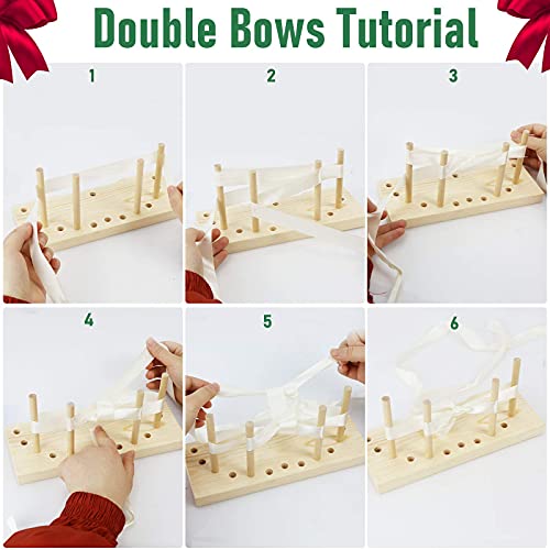 Creproly Bow Maker for Ribbon Wreaths, 2in1 Double Sided Wooden Hair