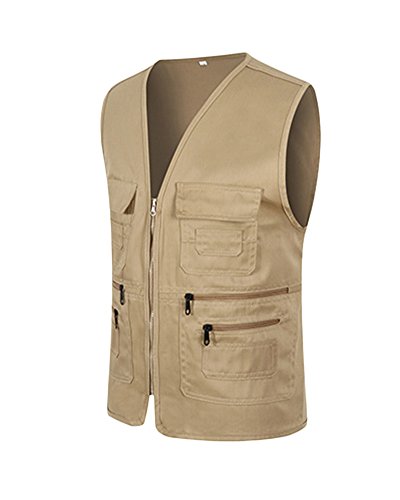QitunC Herren Superleicht Outdoor Sport Weste Für Fotografie Reißverschluss Anglerweste Mit Vielen Praktischen Taschen