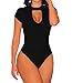 Shawhuwa Womens Sexy Key Hole Bodycon Party Club Bodysuit Tops S Black