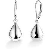 925 Sterling Silver Teardrop Leverback Dangle Earrings for Women Waterdrop Tear Drop Dangle Earrings Fashion Hypoallergenic Jewelry Gifts (Silver)