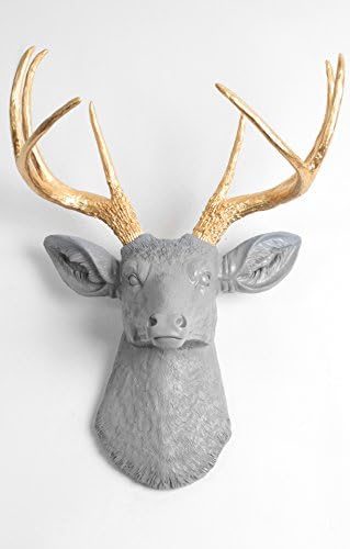 White Faux Taxidermy The Templeton White Faux Deer Wall Sculpture (Gray/Gold)