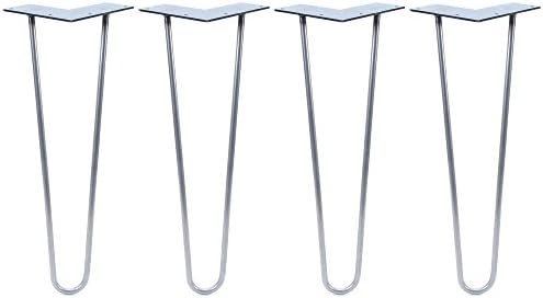 20" Heavy-Duty DIY HAIRPIN LEGS 4 Per Set - 100% Made in USA from Recycled Steel, Superior QA-Tested Weight Capacity - Plus Wax, Screws & Floor Protectors (3/8" Thick Raw Steel)