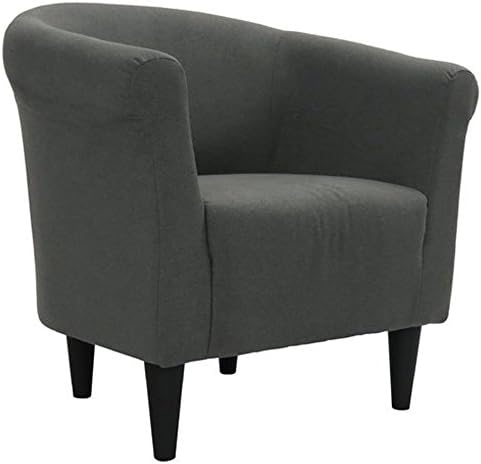 Upholstered Armchair - Accent Barrel Back Chair - Arm Chair for Living Room or Reception - Microfiber Upholstered - Club Seat (Gray)