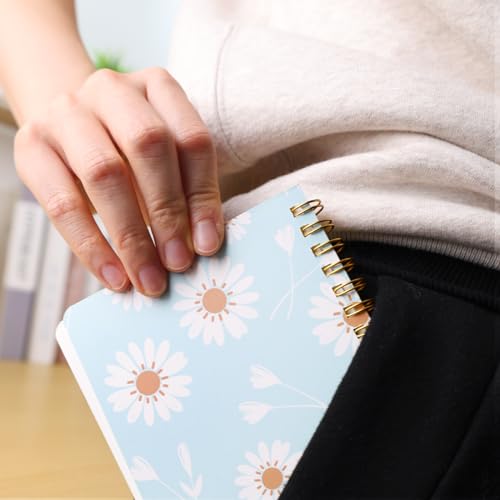 Koogel 8 Stück Notizbuch Ringbuch, 14,5 x 10,5cm Spiralblock 160 Seiten Linierte Notizbuch Spiralbindung Schreiben Blümchenmuster für Büro Schule Haus Studieren