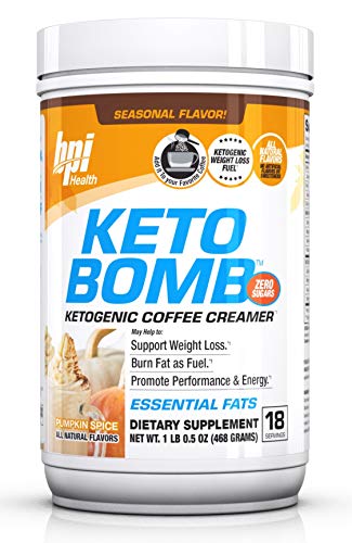 BPI Sports Keto Bomb Ketogenic Creamer for Coffee & Tea with MCT Oil, Saffron & Avocado Oil Powder to Support Weight Loss- All Natural Pumpkin Spice, 18 Servings BPI Sports Keto Bomb Ketogenic Creamer for Coffee & Tea with MCT Oil, Saffron & Avocado Oil Powder to Support Weight Loss- All Natural Pumpkin Spice, 18 Servings