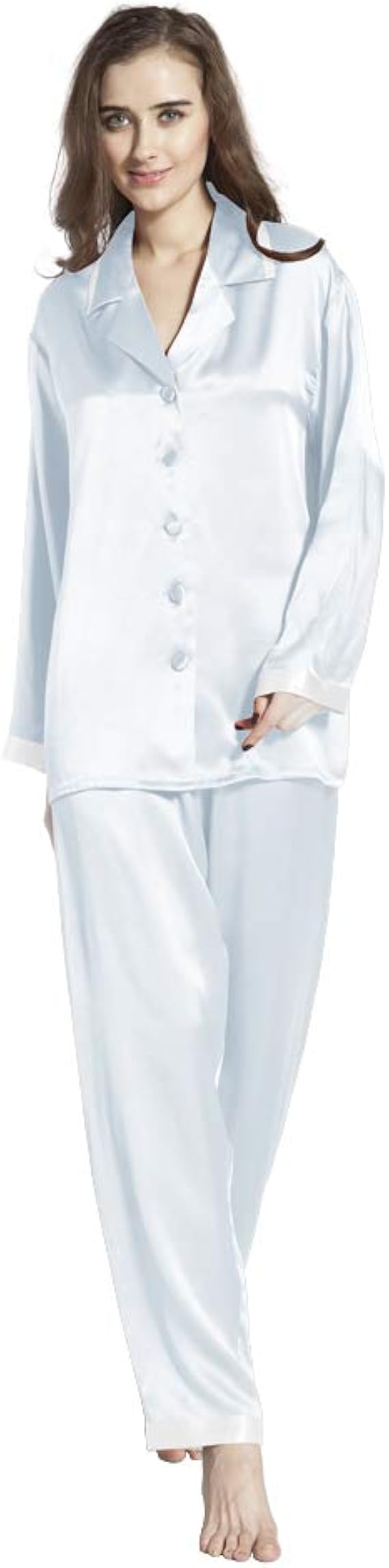 Amazon Lilysilk リリーシルク シルク パジャマ レディース ゴールド袖口 ライトブルー Xlサイズ パジャマ ルームウェアセット 通販