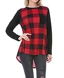 JOYCHEER Women's Buffalo Plaid Tunic Tops Long Sleeve Casual Fall Oversized T Shirts