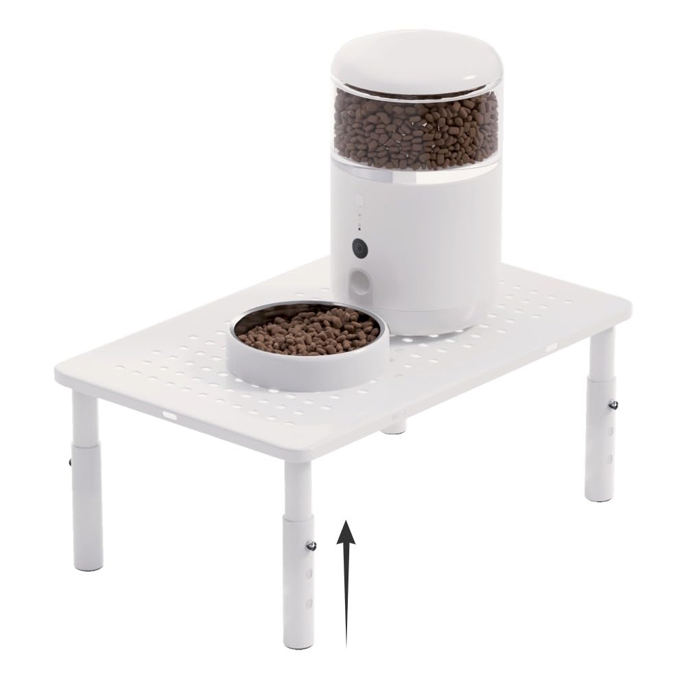 Photo 1 of ?Adjustable Automatic Cat Feeder Stand - Non-Slip Elevated Holder for Cats/Puppies, Fits Most Automatic Feeders & Water Dispensers, White(Holder ONLY)