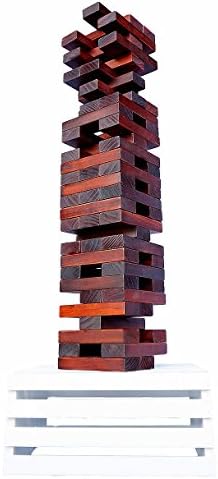 Giant Tower Game (60 Blocks) - Dark Walnut with Whitewashed 2-in-1 Storage Crate / Game Table | Stacks Up To 5ft During Gameplay | Water &amp; Weather Resistant | Best Outdoor Jumbo Wood Stacking Game