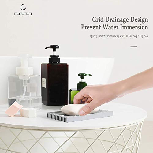 Okotxs Silicone Soap Dishes for Bathroom,Drainable Soap Dishes Soap Dish Pad for Shower,Bar Soap Holder for Shower/Bathroom, Durable Silicone Soap Dish Tray to Keep Soap Dry Clean (Gray)