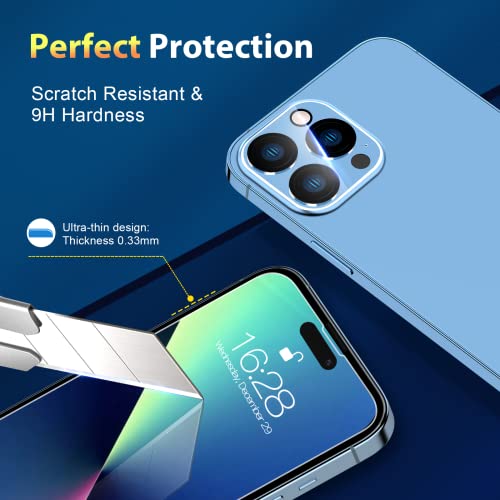 NatuBeau 3 Pack Screen Protector Compatible with iPhone 14 Pro with 3 Pack Camera Lens Protector, iPhone 14 Pro Screen Protector Tempered Glass, 6.1 inch