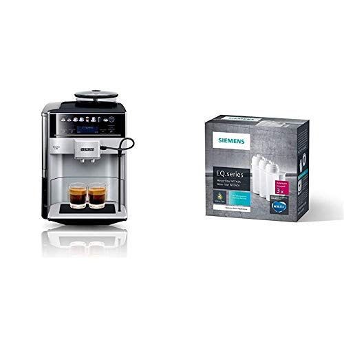 Siemens EQ.6 plus s300 Kaffeevollautomat TE653501DE, Speicherung Profile, Dampf-Reinigung, 1.500 Watt, silber & TZ70033…