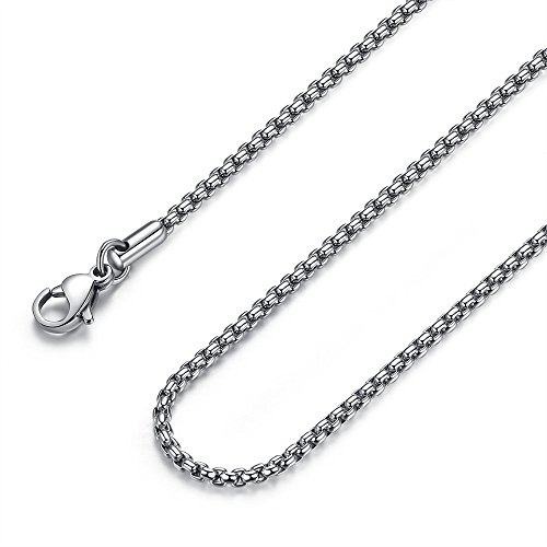 Fosir 2-4mm mens womens stainless steel silver rolo cab…