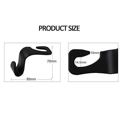 IPELY Car Seat Back Hook Auto Seat Headrest Portable Organizer Holder Hooks(Black -Set of 4) - Thumbnail 2