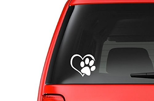 Heart Paw White (A21) Dog Cat Puppy Vinyl Decal Sticker Car/Truck Laptop/Netbook Window