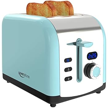 Toaster, 2-Slice Retro Toasters Stainless Steel with LED Timer Display Blue