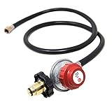 GasOne Propane Regulator and Hose 4 ft for LP/LPG Most LP/LPG Gas Grill, Heater and Fire Pit Table, Fit Type POL, 3/8" Flare Swivel Fitting