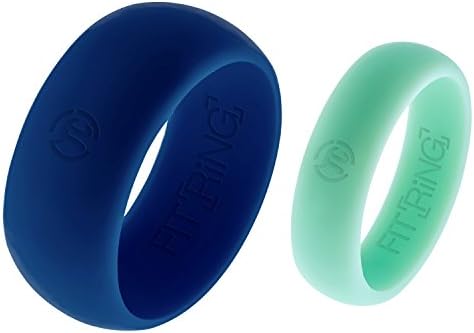 Silicone Wedding Ring His &amp; Hers Set - Fit Ring 2 Pack Rubber Wedding Band - (Black, Blue, Aqua, Gray, Green, Red, Purple, Pink, White) Pick your size and color