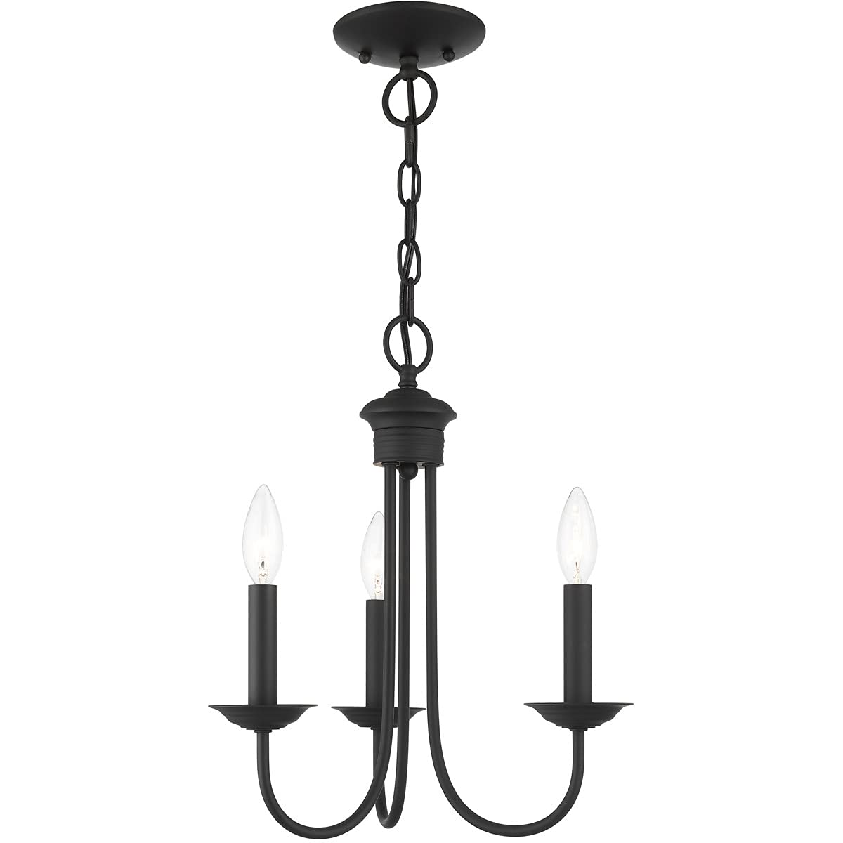 Livex Lighting 42683-04 Steel 3 Light Chandelier for Home Decor, 1 Black Ceiling Light Fixture, Perfect for Living Room or Bedroom Decor
