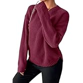 Women's 2025 Fall Winter Sweaters Casual Long Sleeve Crewneck Drop Shoulder Pullover