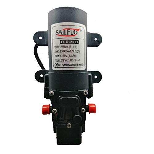 12V DC Fresh Water Pump with 2 Hose Clamps 12 Volt Diaphragm Pump Self Priming Sprayer Pump with Pressure Switch 4.5 L/Min 1.2 GPM 80 PSI Adjustable for RV Camper Marine Boat Lawn - Thumbnail 3