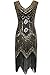 BABEYOND Women's Flapper Dresses 1920s V Neck Beaded Fringed Great Gatsby Dress Gold