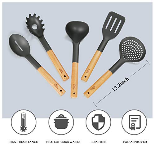 Kitchen Utensil Set - Premium Cooking Utensils Set & kitchen tool with utensils holder for Nonstick Cookware - Kitchen cooking sets with Turners, Tongs, Spatula & Spoons