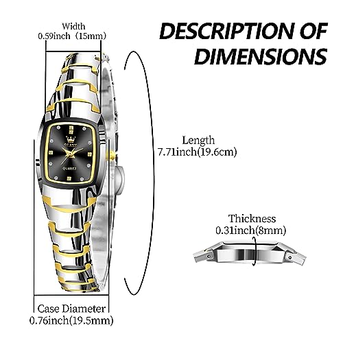 OLEVS Watches for Women Small Square Face Ladies Watches Waterproof Tungsten Steel Dainty Dress Rectangle Female Womens Wrist Watches for Small Wrists Gold/Silver/Black/Rose Gold