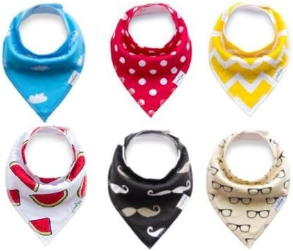 Baby Bandana Drool bibs for teething and drooling-For Boys and Girls (6 pack)