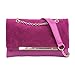 b.m.c BMC Large Pink Faux Suede Gold Metal Chain Accent Envelope Style Clutch Handbag