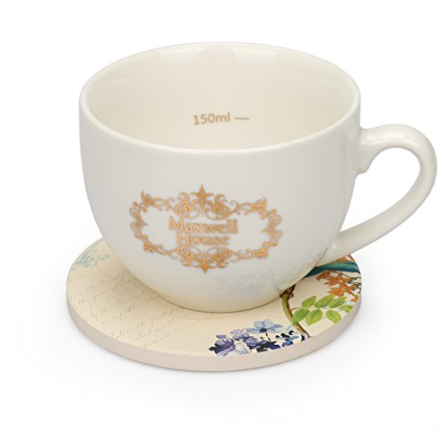 LogHog Ceramic Coaster Set of 4, Glasses Cup Holder Coffee Mug Place Mats Absorbent Stone Coasters for Drinks(Beautiful Songbirds)