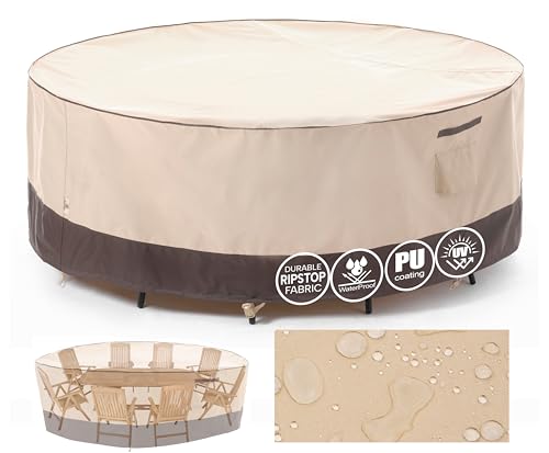 F&J Outdoors Garden Furniture Tear Resistant Waterproof Snow Protection Round Protective Cover for Garden Furniture Weather Resistant in Summer and Winter 213 x 70 cm