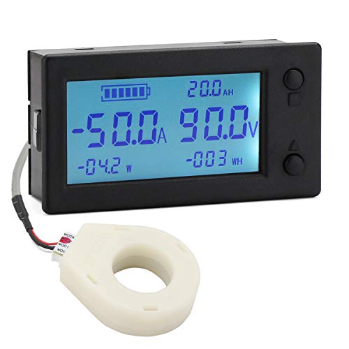 DROK DC 0-300V 200A STN LCD Display Digital Multimeter Voltage Ampere Power Energy Ammeter Voltmeter Battery Volt Amp Meter AH Monitor Panel with Hall Sensor ...