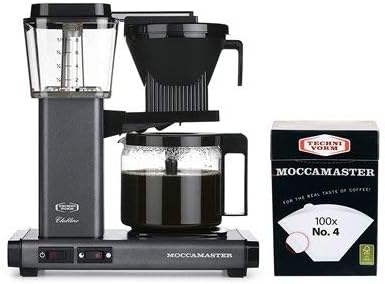 Moccamaster KBG 10-Cup Coffee Brewer with Glass Carafe, w/ No. 4 Filter (Stone Grey)