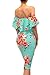 Vivicastle Women's USA Off Shoulder Ruffle Bodycon Fitted Midi Dress (Large, D2, Multi)