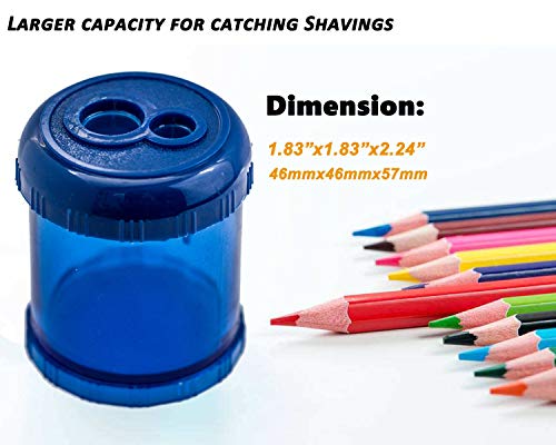 Wekoil Manual Pencil Sharpener Dual Twin Holes Duty Metal Sharp Blade Jumbo Crayon XL Sharpener with Large Round Catches Sharpening Regular HB Pencils Graphite Colored Pencils for Kids Teachers