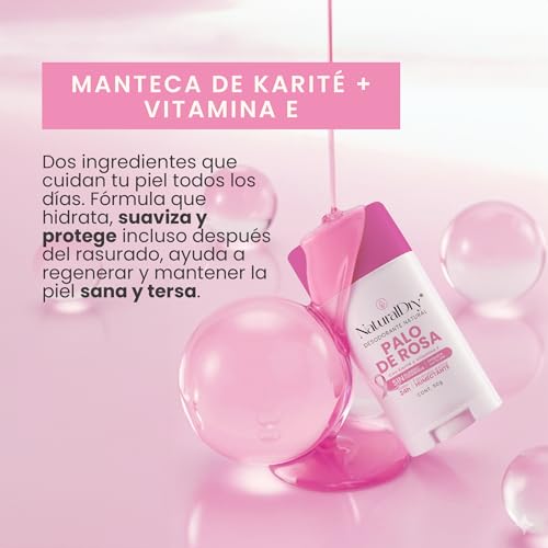 NaturalDry - ARTESANAL - Desodorante Natural Mujer - No obstruye los poros - Hidrata tu piel - SIN ALUMINIO - Elimina el mal olor - Aroma Palo de Rosa - Barra (1 unidad)