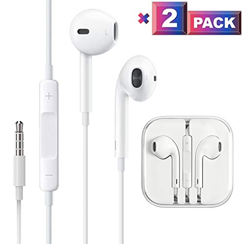 [2 Pack] Headphones in-Ear Earbuds Noise Isolation Headsets, Maserus 3.5mm Wired Headphones/Earbuds Heavy Bass Earphones with Microphone Compatible with iPhone 6 SE 5S 4 Samsung and Android Phones