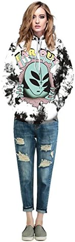 Alien Hoodie, MagiQK Halloween Sweatshirts, Funny 3D Printing Street Snap Lover's Hoody, DON'T BE SAD Pullover (S/M, Women)