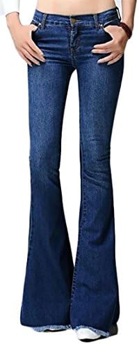 Sweatwater Womens Bell-Bottoms Flare Faded Low Waist Stylish Denim Pants Jeans