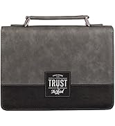 Christian Art Gifts Charcoal Faux Leather Bible Cover for Men | Trust in The Lord - Proverbs 3:5
