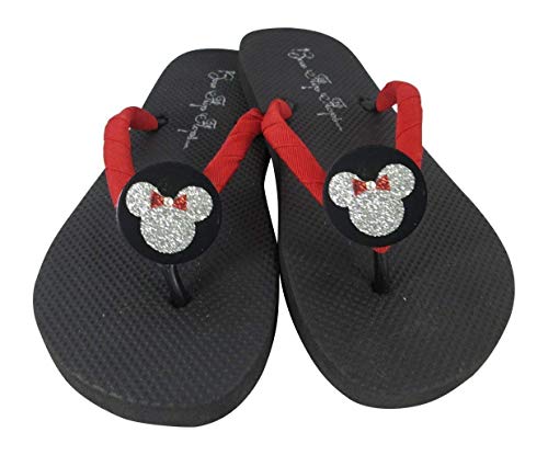 black glitter flip flops