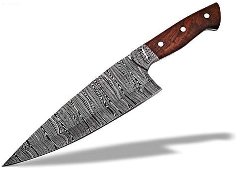 TNZ-551 USA Damascus Handmade Chef Knife 13″ Long, 8″ Blade , 9 oz , Handmade Damascus Sharp Chef Kitchen Sushi knife With Leather Cover >>> TNZ Hand Made Damascus knives