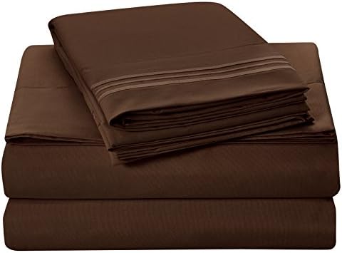 Bluedotsky Bedding - Highest Quality 100% Durable Polyester Bed Set with Deep Pockets Fitted Sheet - Premium Hotel Collection - Wrinkle, Stain and Fade Resistant - 4 Piece - Cal King, Brown/Chocolate