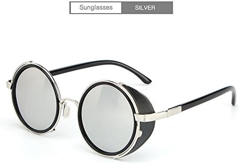 RFVBNM Sunglasses men and women trend sunglasses personality outdoor sunglasses with UV protection American and European round leather sunglasses