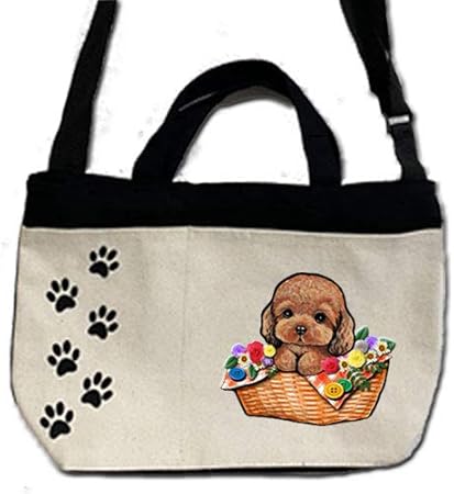 Amazon Co Jp ナチュラルトート ショルダーお散歩バッグ ファスナー付 内ポケット外ポケット付 お散歩バッグ トイプードル30 2 犬 かばん トートバッグ キャンバス雑貨グッズ犬雑貨 車 バイク