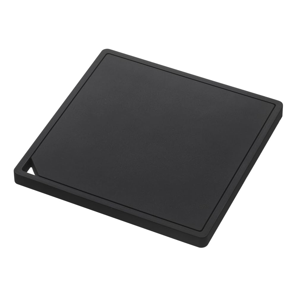 Yamazaki 2953 Tower Silicone Pot Mat, Black, Silicone, Minimalist, 15 x 15 x 1 cm