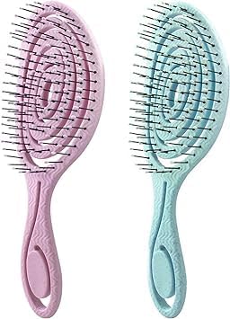 DHinkyoung 2Pcs Detangling Hair Brush Spiral Soft Bristles Anti-Static
