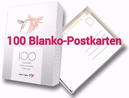 100-er Box'BLANKO-POSTKARTEN' zum selbst gestalten und bedrucken von Edition Colibri: Postkarten-Set mit 100 Blanko-Karten in