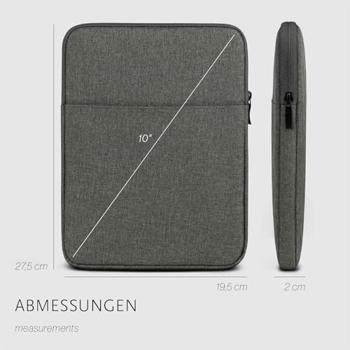 moex TECLAST T45HD Tablet Case with Accessory Compartment, Polyester Fibre, Minimalist Zipper Case, Waterproof, Dark Grey